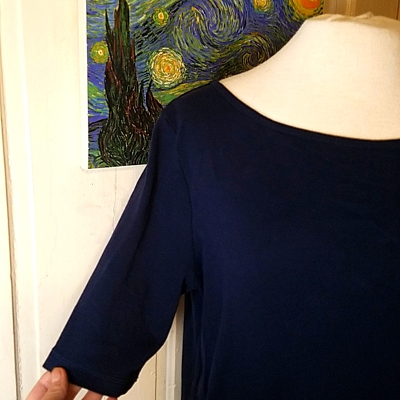 Jones New York Navy Blue XL Blouse w/ 1/2 Sleeves - Picture 4 of 7